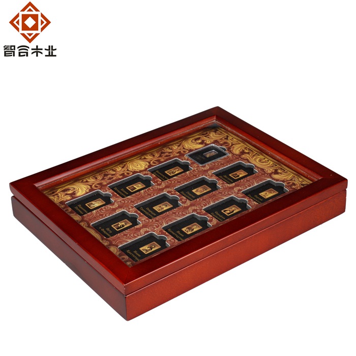 实木多枚纪念币展示木盒