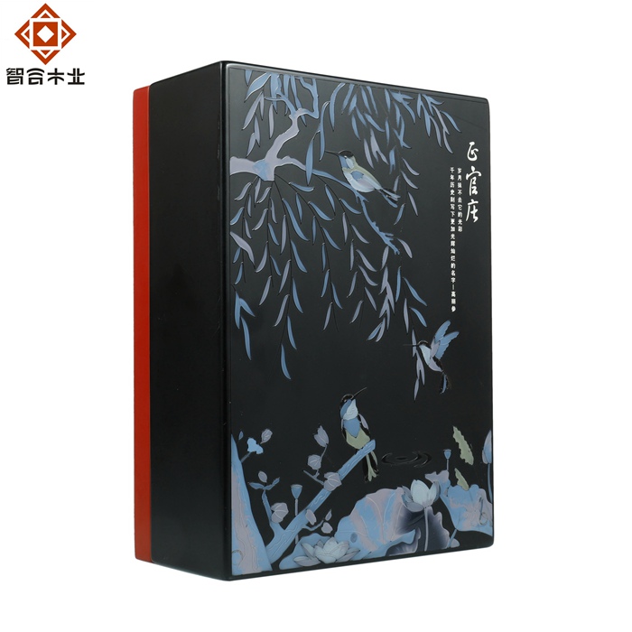 手工立体彩绘保健品包装木盒